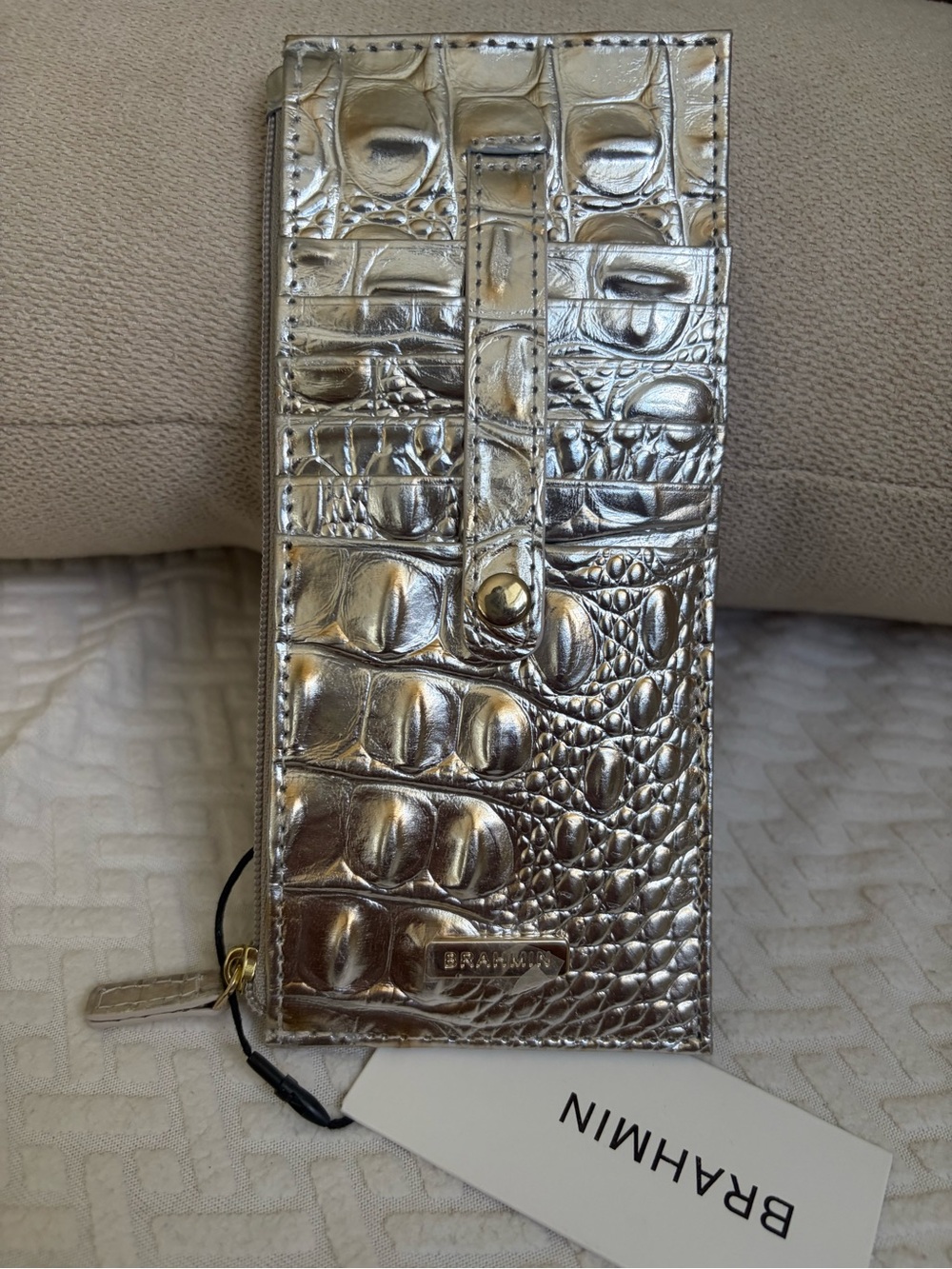 NWT Brahmin Macchiato Melbourne Silver Credit Card Wallet - Picture 8 of 13